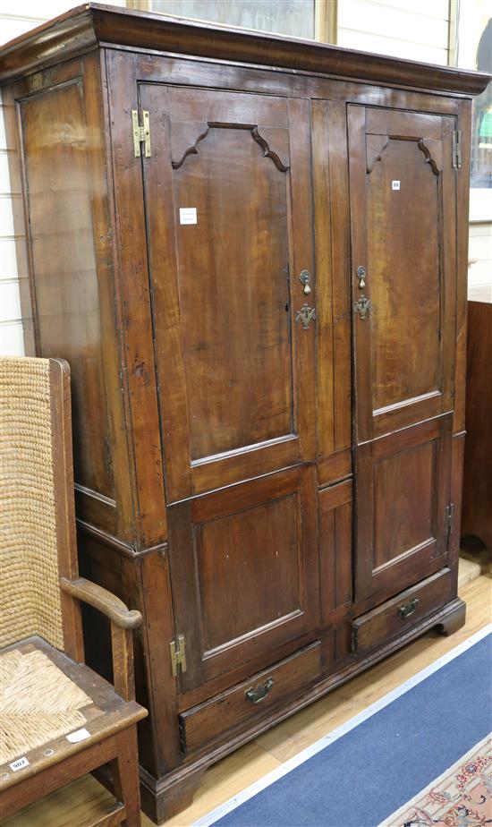 A small George III style mahogany wardrobe W.131cm